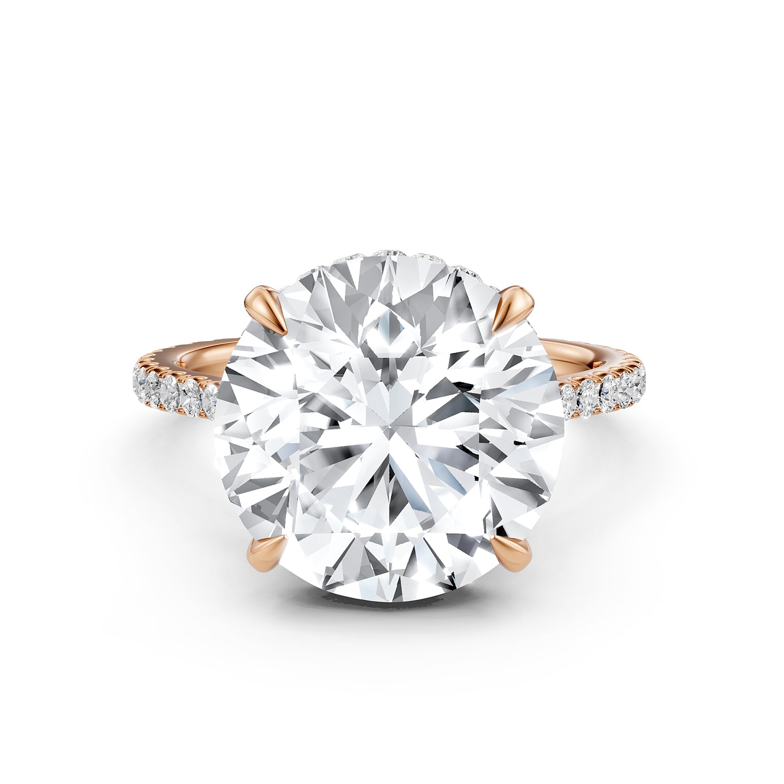 Cathedral Style Halo French U Pave Set Lab Grown Diamond Engagement Ring IGI Certified 4.55 Ctw.